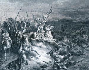 נצחונו של יהודה המכבי - יהודה מכריע - תחריט נחושת מאת גוסטב דורה, צייר צרפתי,