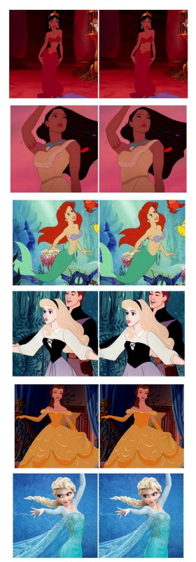 נסיכות של דיסני, לו היו מתברכות במתניים אנושיות. עריכה: לורין בראנץ