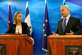 נתניהו עם שרת החוץ של האיחוד האירופי. סימון מוצרי ההתחלויות נוצר כתוצאה מהמדיניות שלו